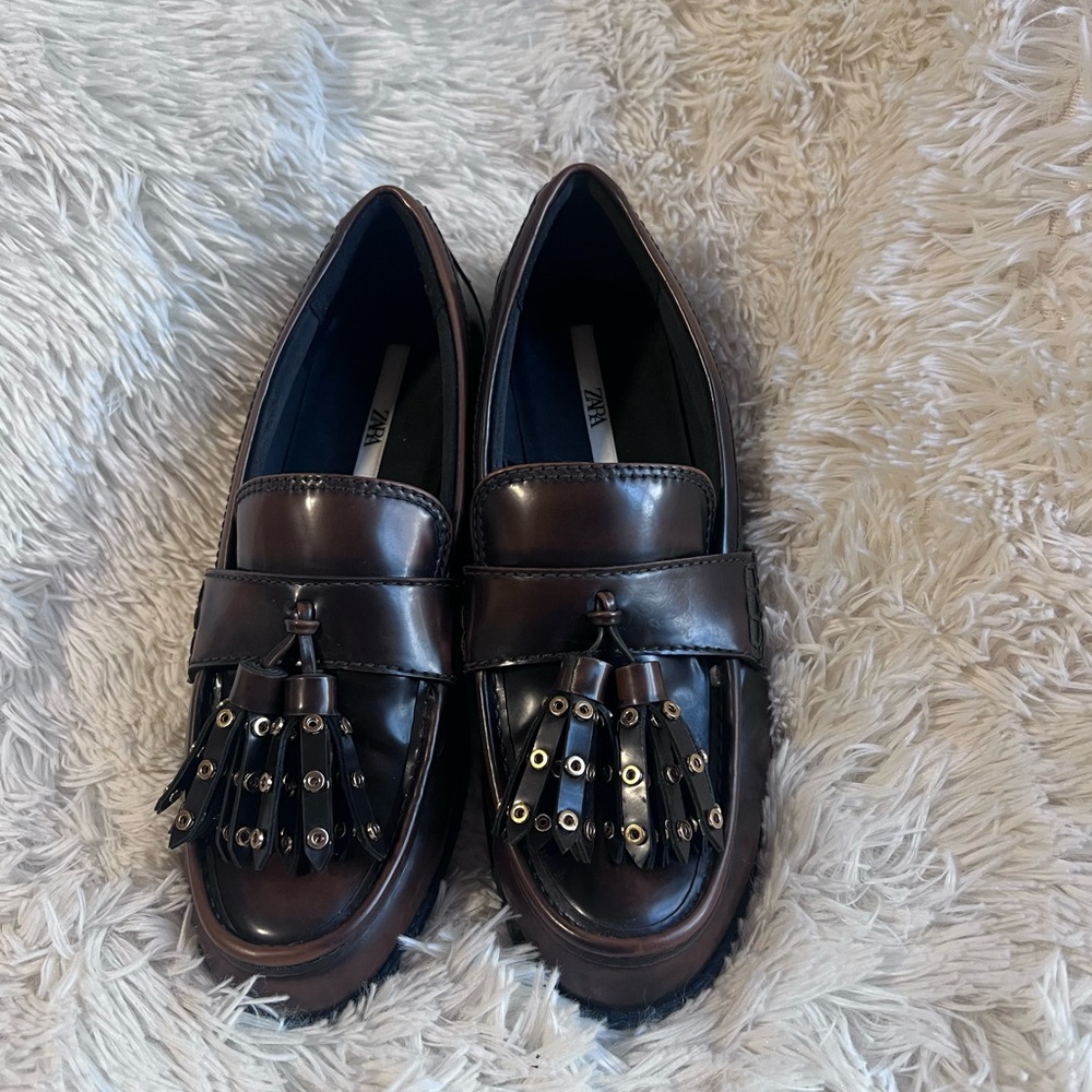 Zara Dark Brown Loafers with Tassels